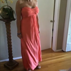 Strapless flattering patio dress in coral